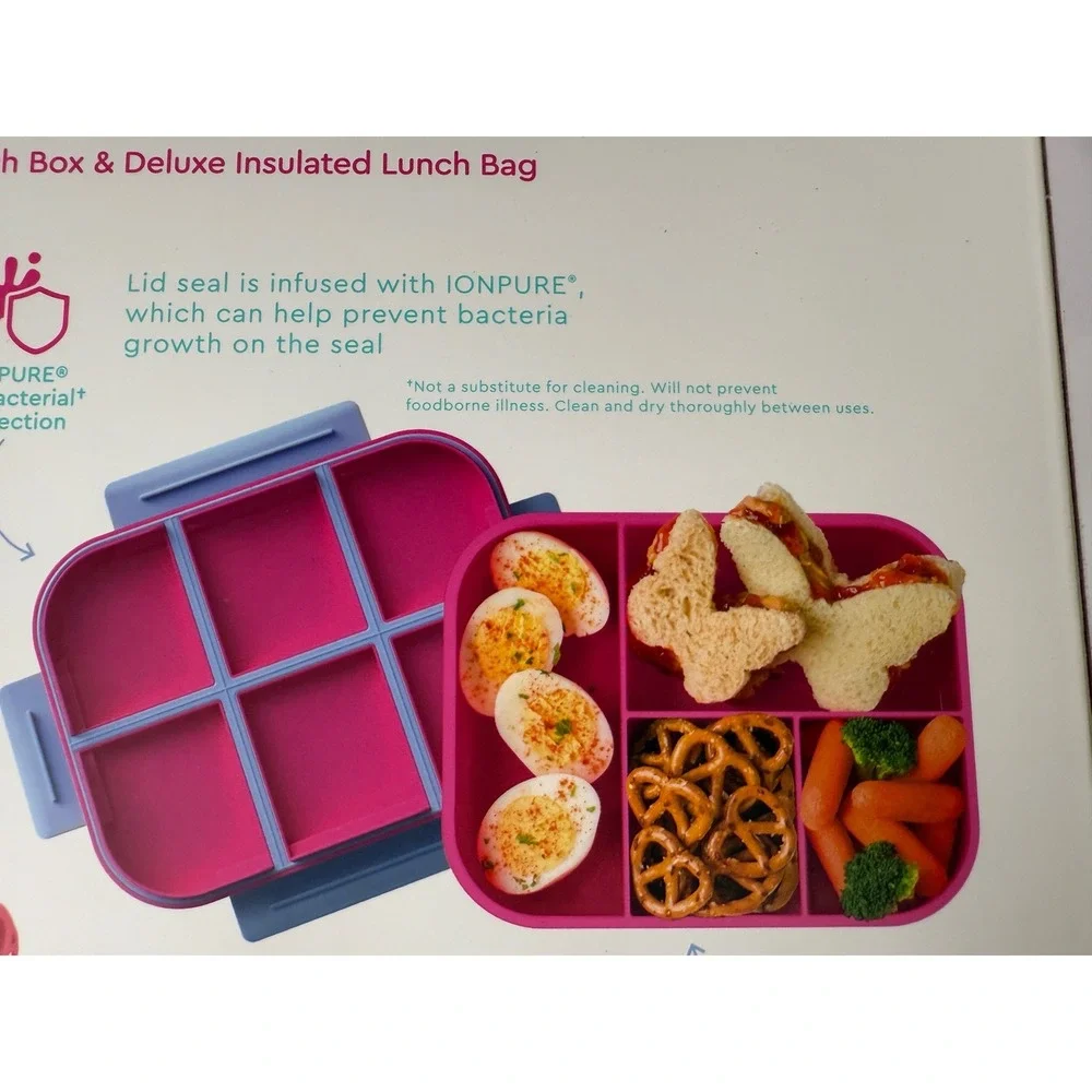 Bentgo Kids Lunch box Set Kids Pink New Rainbow Butterfly Insulated Leak-Proof